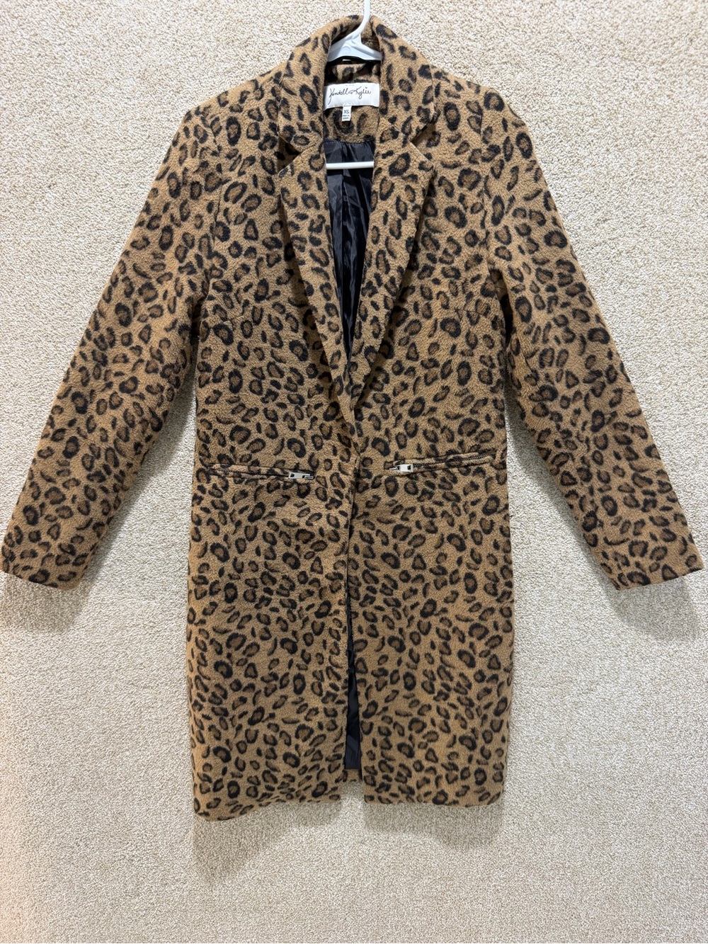 Leopard animal print long coat xs baddie mobwife chic maximalism Kendall Kylie